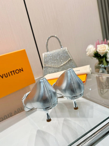 6AM HIGH HEELS 55 MM IN SILVER LAMBSKIN