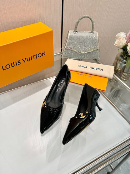 6AM HIGH HEELS 55 MM IN BLACK PATENT LAMBSKIN