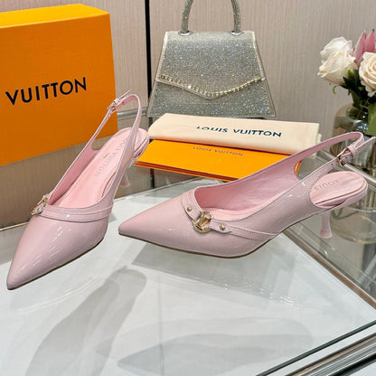 6AM SLINGBACK HIGH HEELS 55 MM IN LIGHT PINK PATENT LAMBSKIN