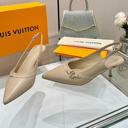 6AM SLINGBACK HIGH HEELS 55 MM IN TAN BEIGE LAMBSKIN