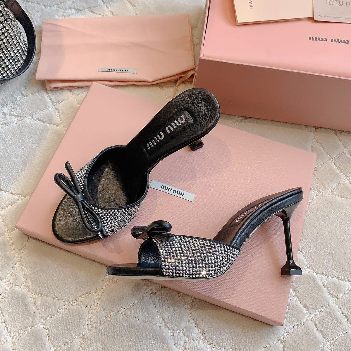 Black High - Heels Diamond Sheepskin