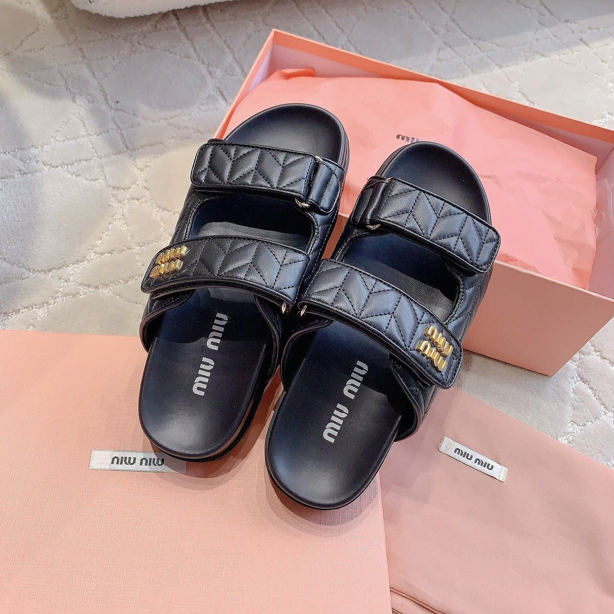 Black Stylized Slippers Sheepskin
