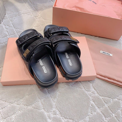 Black Stylized Slippers Sheepskin