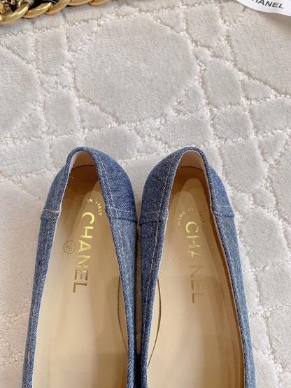 BALLET FLATS IN AEGEAN BLUE DENIM