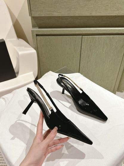 BLAKE SLINGBACK PUMPS 80 IN BLACK PATENT LEATHER