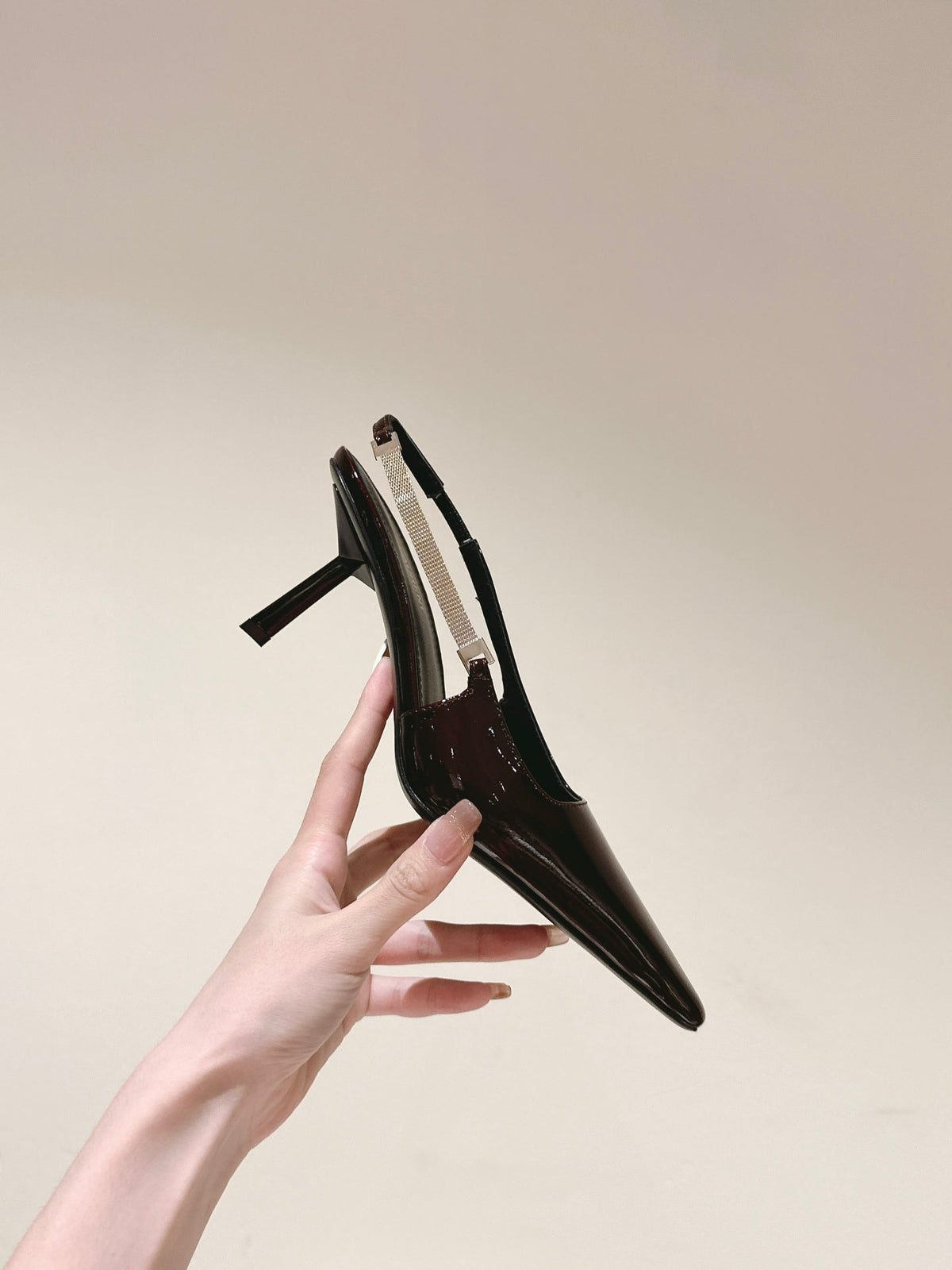BLAKE SLINGBACK PUMPS 80 IN WINE PATENT LEATHER