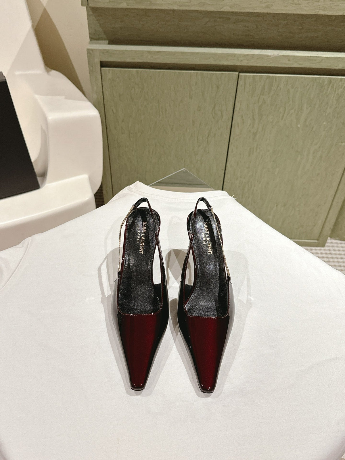 BLAKE SLINGBACK PUMPS 80 IN WINE PATENT LEATHER