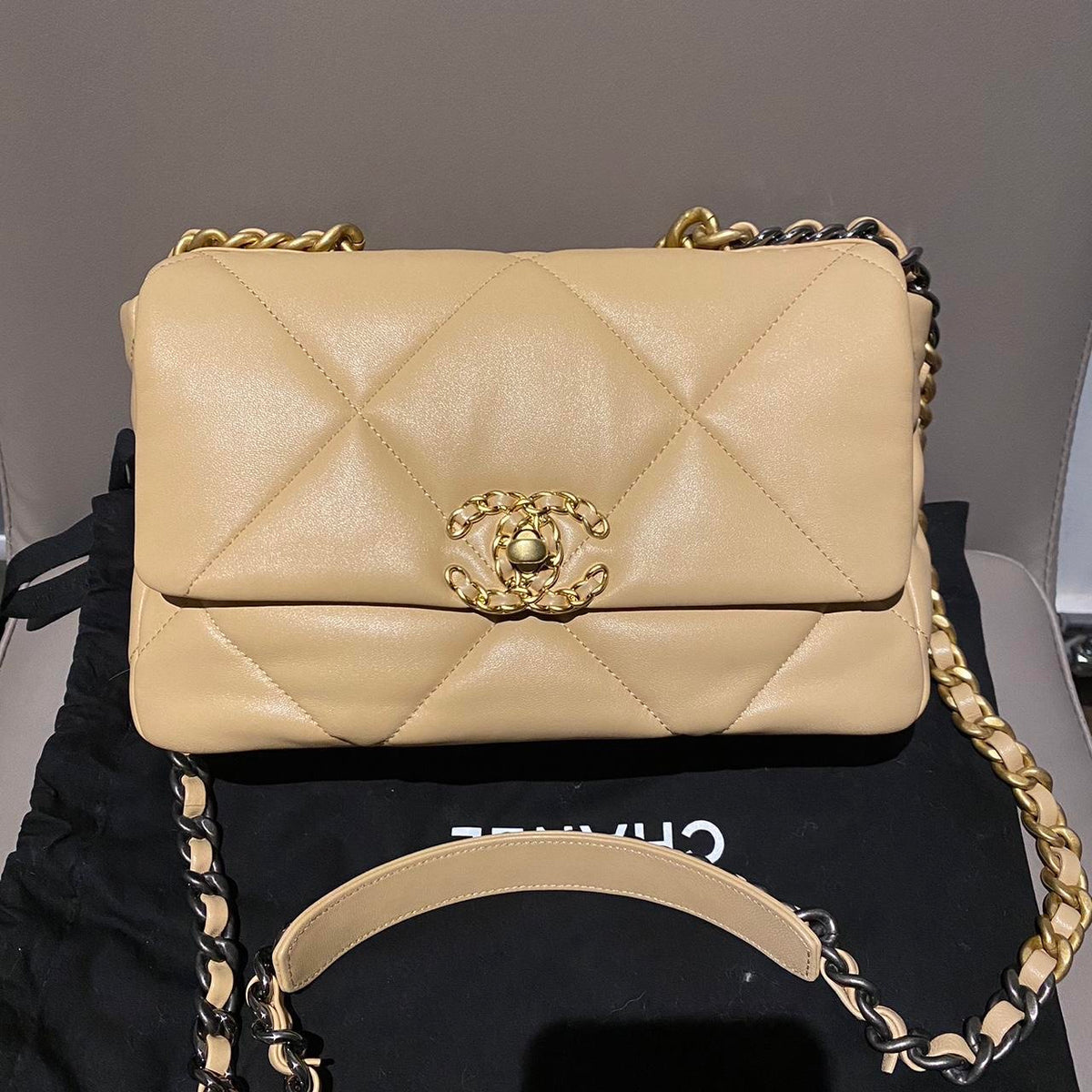 Chanel 19 Flap in Creamy Beige Lambskin