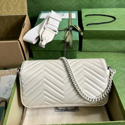 GUCCI White Marmont Matelassé Shoulder Bag