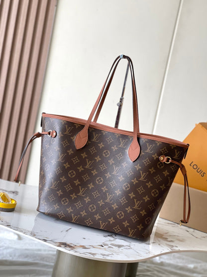 LV NEVERFULL INSIDE OUT MM IN BROWN MONOGRAM CANVAS AND CALFSKIN TRIM