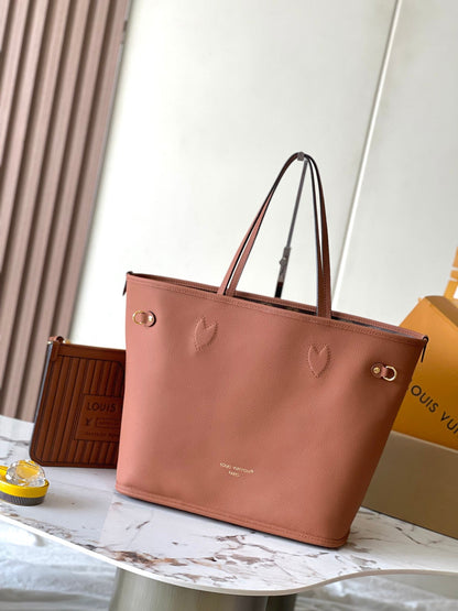 LV NEVERFULL INSIDE OUT MM IN BROWN MONOGRAM CANVAS AND CALFSKIN TRIM