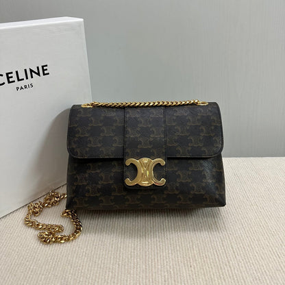 MEDIUM VICTOIRE BAG 25 IN BLACK TRIOMPHE CANVAS GOLD HARDWARE