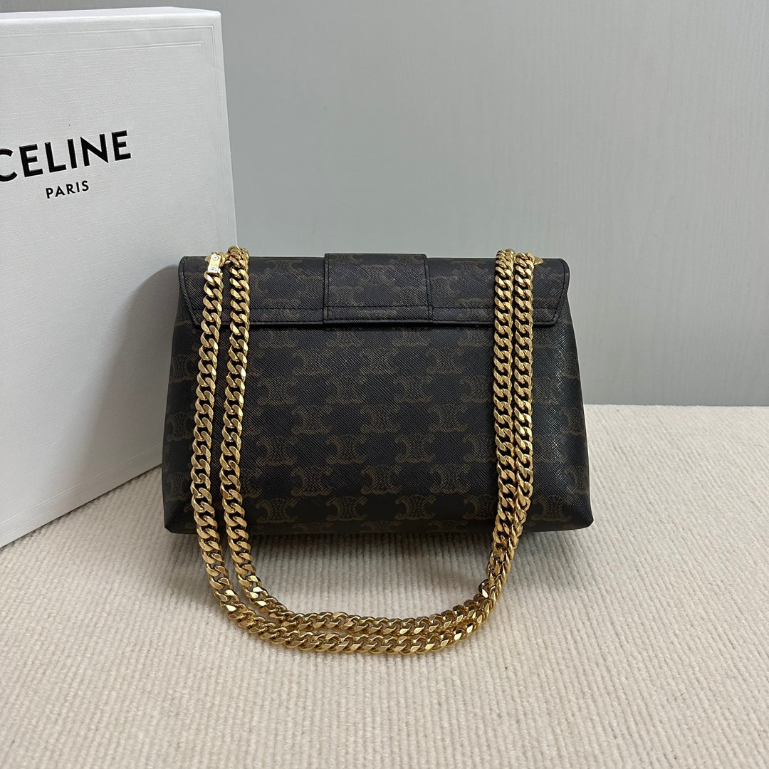 MEDIUM VICTOIRE BAG 25 IN BLACK TRIOMPHE CANVAS GOLD HARDWARE
