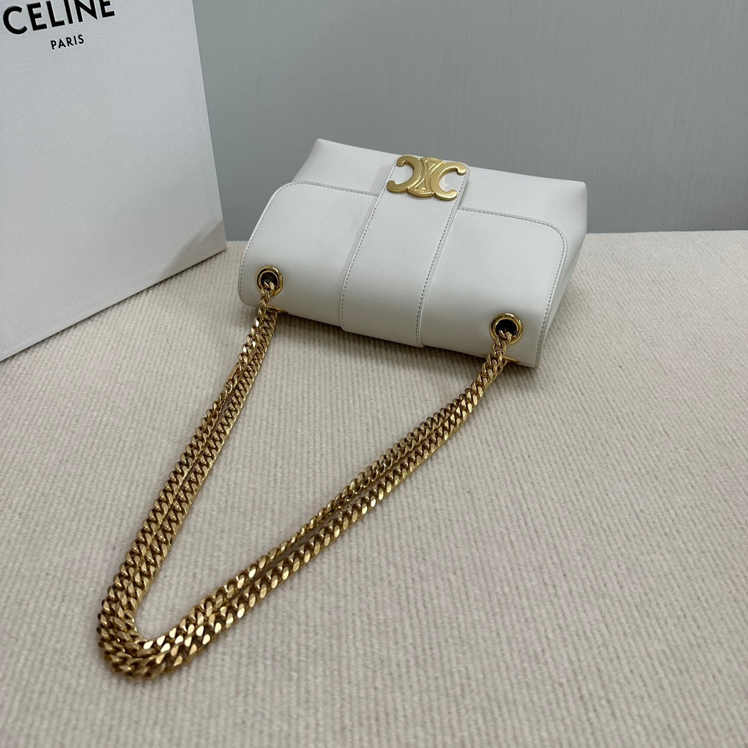 MEDIUM VICTOIRE BAG 25 IN WHITE SUPPLE CALFSKIN GOLD HARDWARE