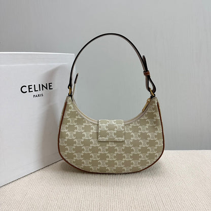 MEDIUM AVA BAG 23 IN BEIGE TRIOMPHE CANVAS GOLD LOGO