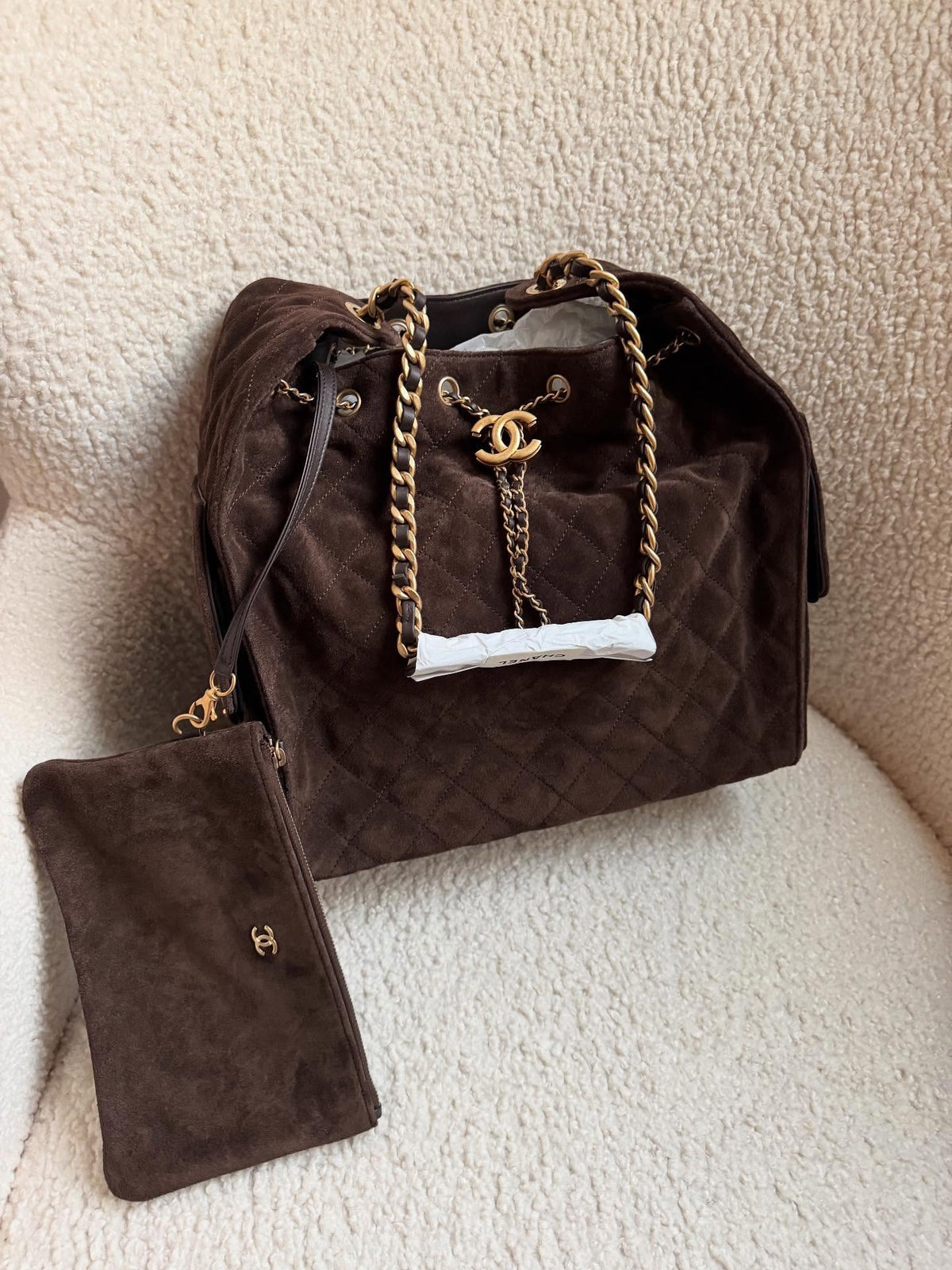 Chanel 25 Medium Chocolate Brown Gold hardware
