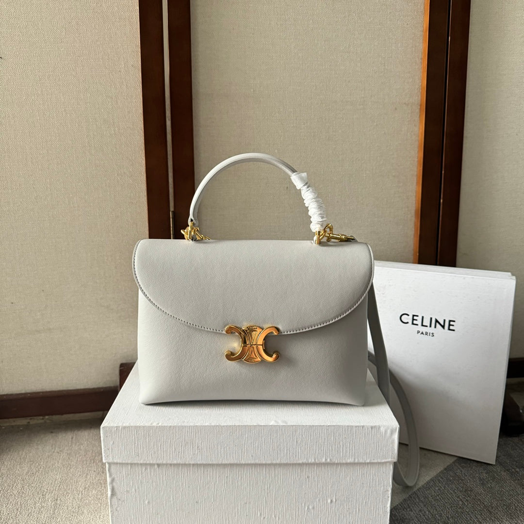 MEDIUM NINO BAG 25 IN WHITE SOFT CALFSKIN GOLD HARDWARE