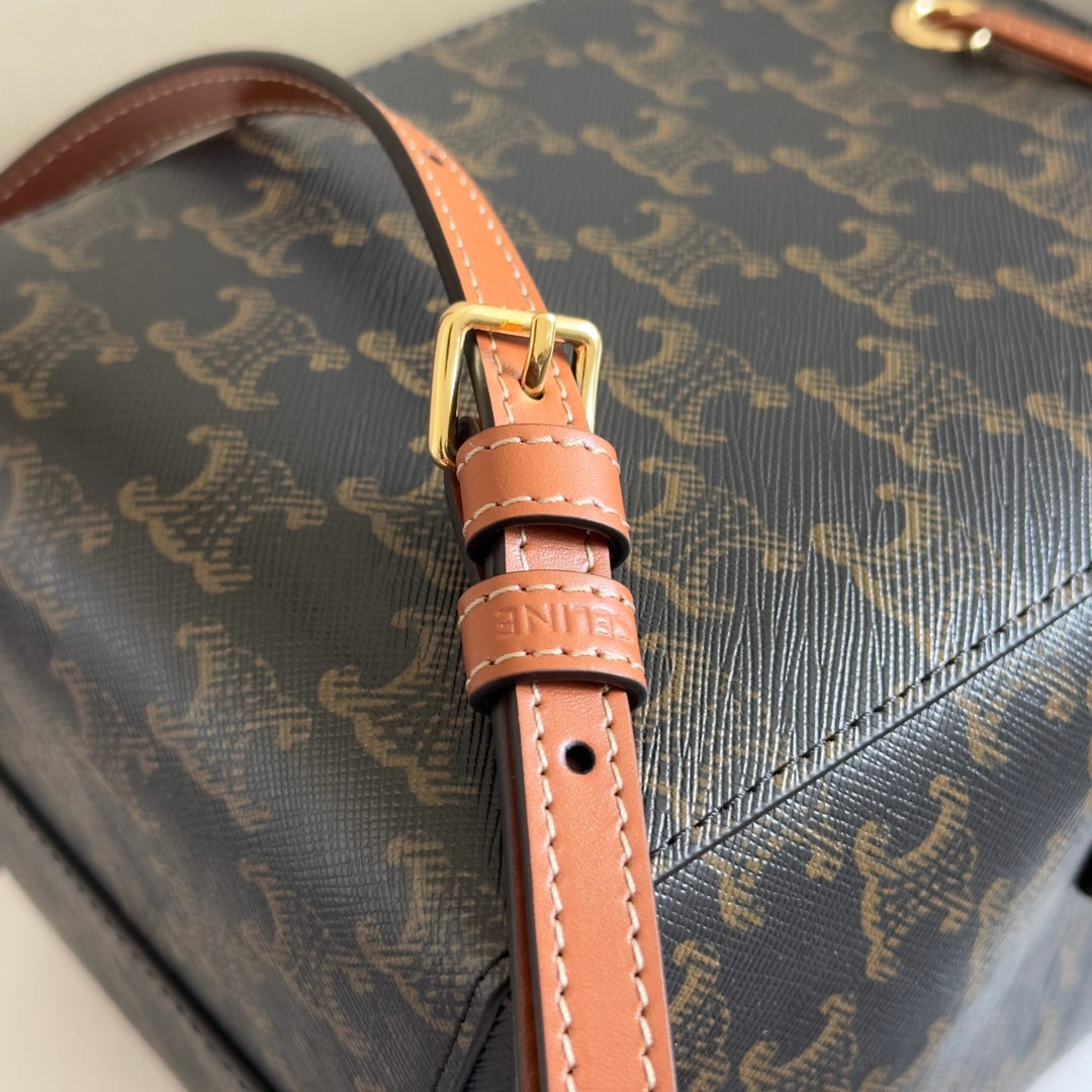 MICRO SAILOR 17 IN BLACK TRIOMPHE CANVAS AND BROWN CALFSKIN TRIM