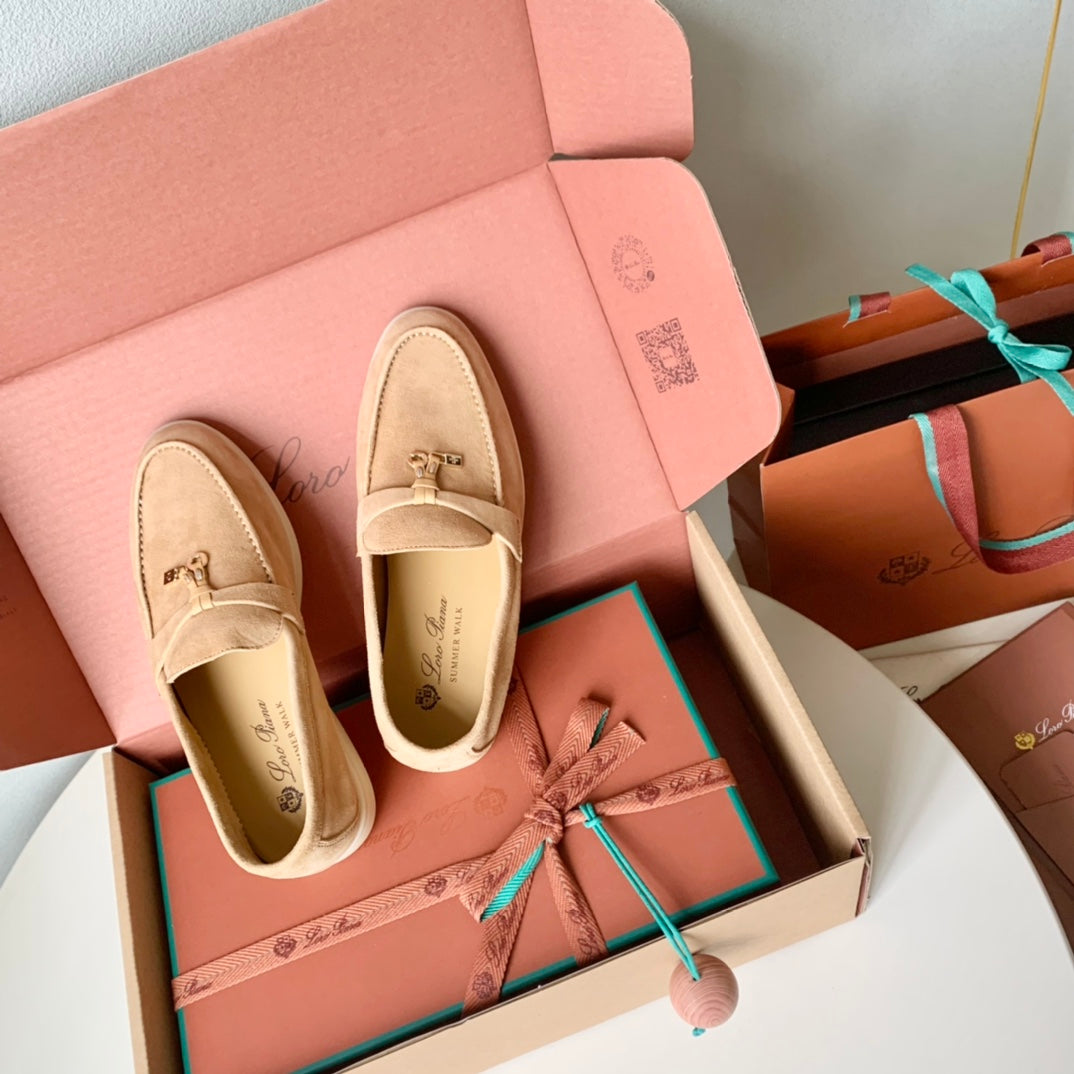 Loro Piana Beige Suede Summer Charms Walk Loafers