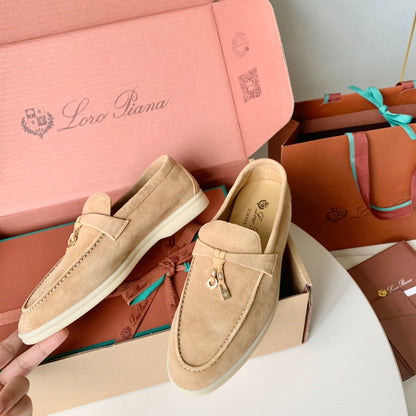 Loro Piana Beige Suede Summer Charms Walk Loafers