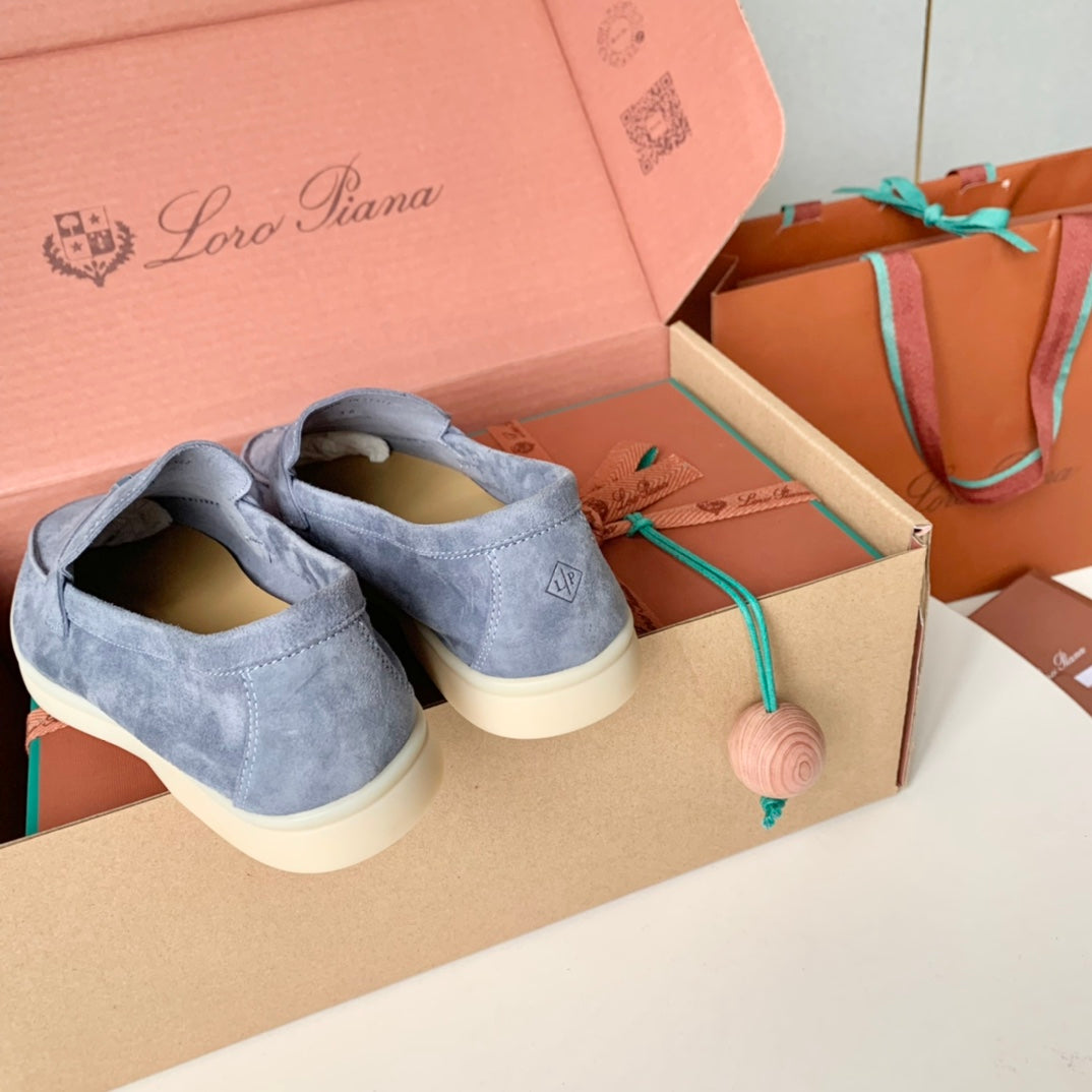 Loro Piana Cerulean Suede Summer Charms Walk Loafers