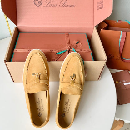 Loro Piana Dark Beige Suede Summer Charms Walk Loafers