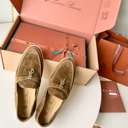 Loro Piana Brown Suede Summer Charms Walk Loafers
