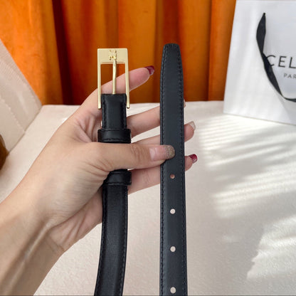 BELT 18MM IN BLACK CALFSKIN WITH RECTANGULAR BUCKLE EMBOSSED LOGO