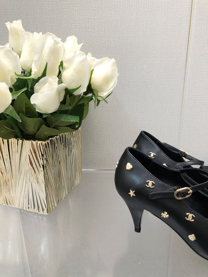 MARY JANE BLACK LAMBSKIN ATTACH METAL