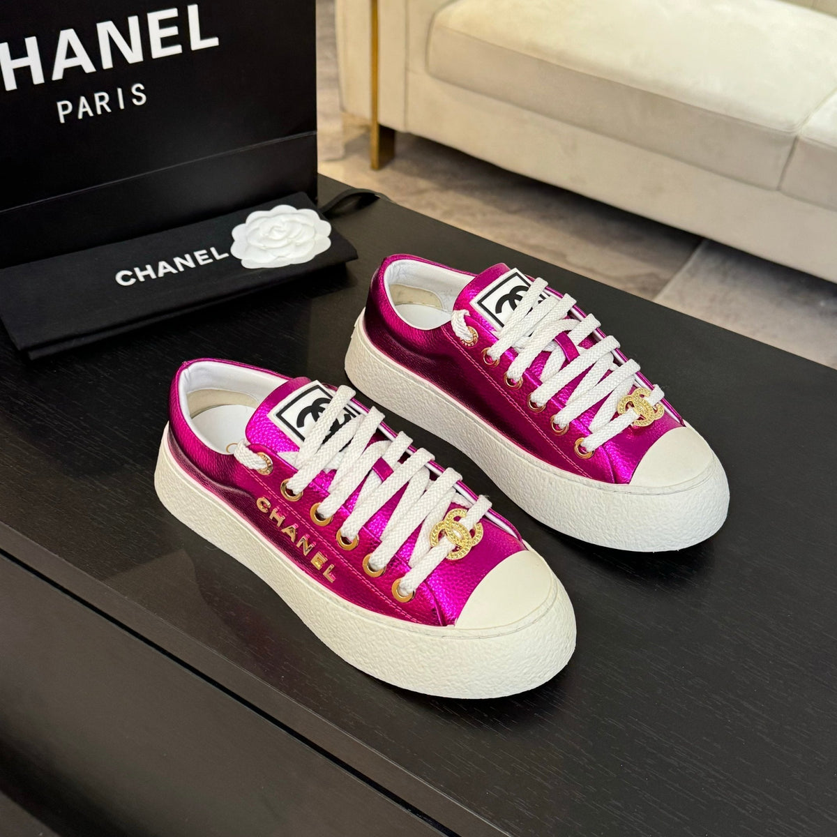BIG-HEAD COOKIE SHOES IN MAGENTA PURPLE LAMBSKIN