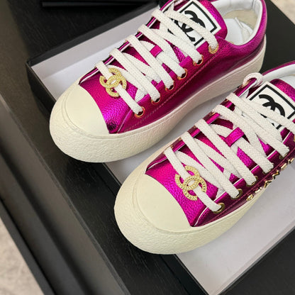 BIG-HEAD COOKIE SHOES IN MAGENTA PURPLE LAMBSKIN