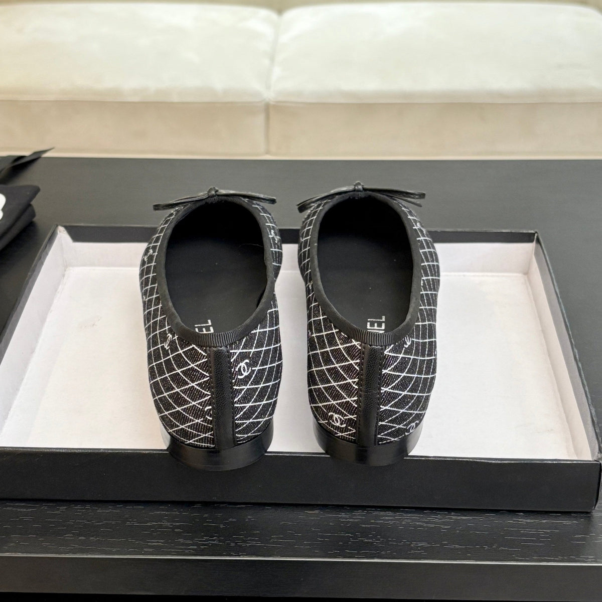 BALLET FLATS IN CHARCOAL BLACK MONOGRAM DENIM