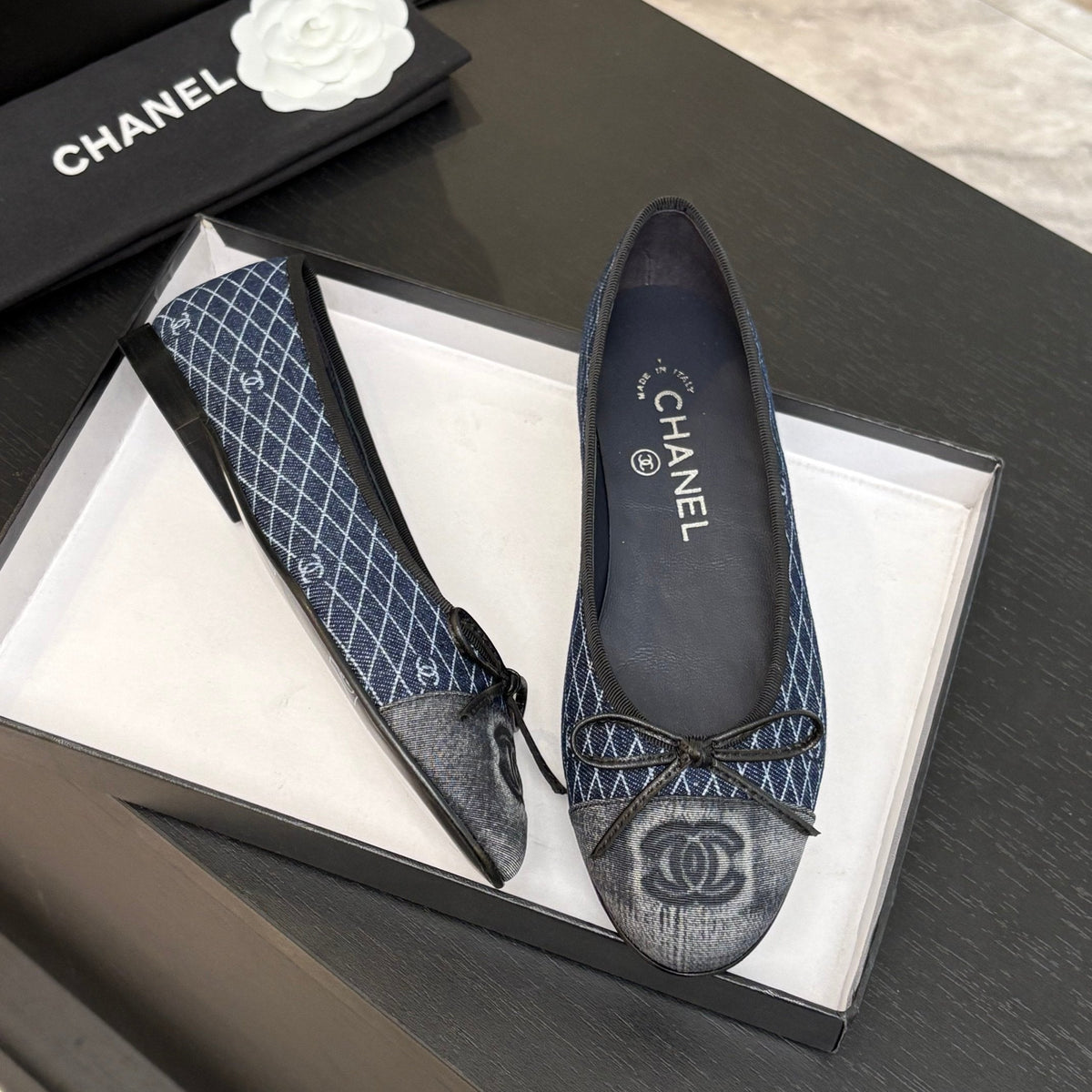 BALLET FLATS IN AEGEAN BLUE MONOGRAM DENIM