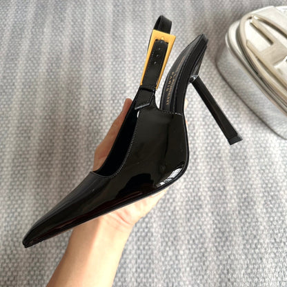 LEE SLINGBACK PUMPS 105 IN BLACK PATENT LEATHER