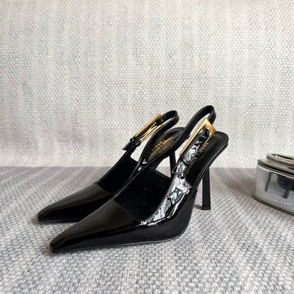 LEE SLINGBACK PUMPS 105 IN BLACK PATENT LEATHER