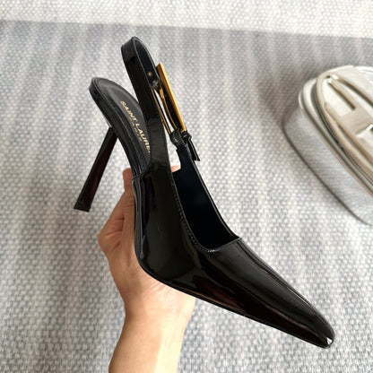 LEE SLINGBACK PUMPS 105 IN BLACK PATENT LEATHER