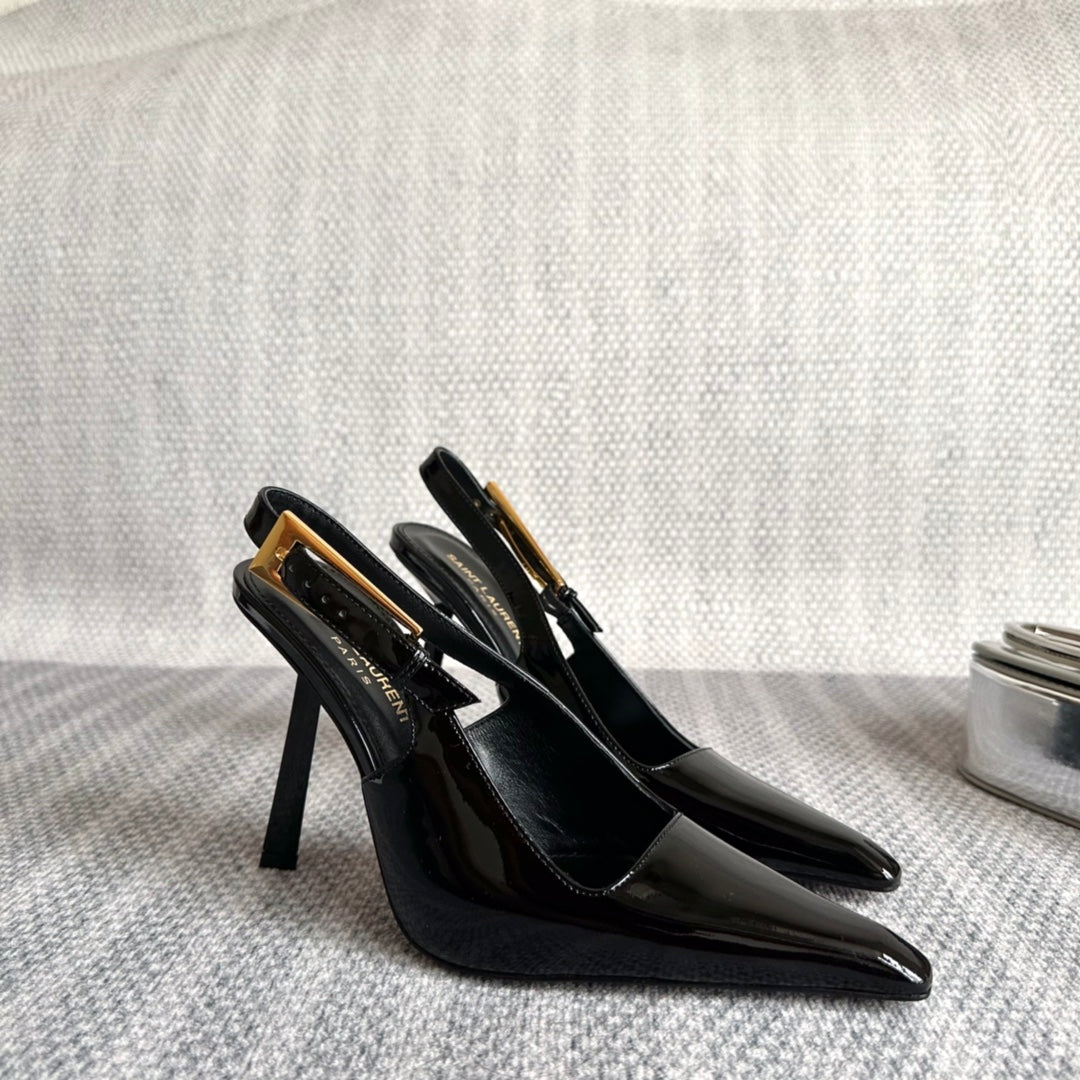 LEE SLINGBACK PUMPS 105 IN BLACK PATENT LEATHER