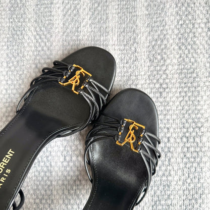 BABYLONE SANDALS 90 IN ALL BLACK LAMBSKIN