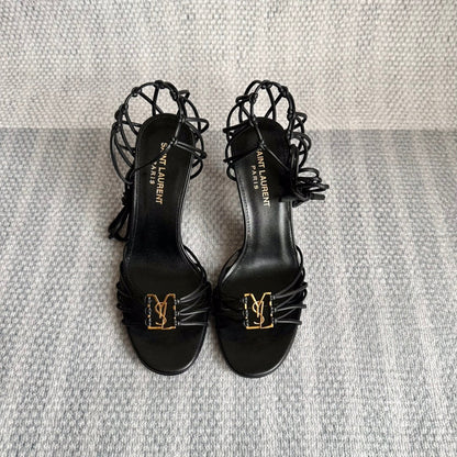 BABYLONE SANDALS 90 IN ALL BLACK LAMBSKIN