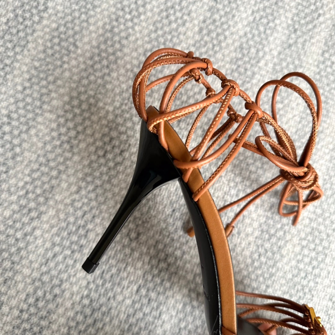 BABYLONE SANDALS 90 IN TAN LAMBSKIN