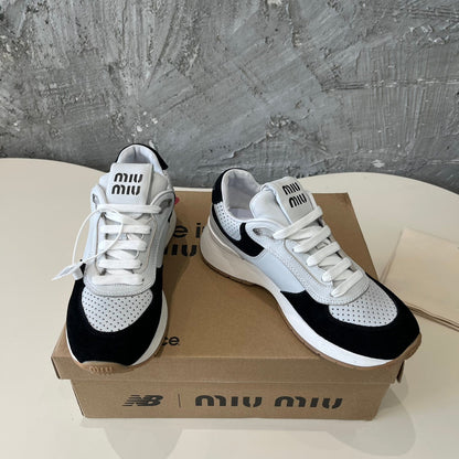 LIGHT GRAY MIX BLACK SNEAKERS COWHIDE