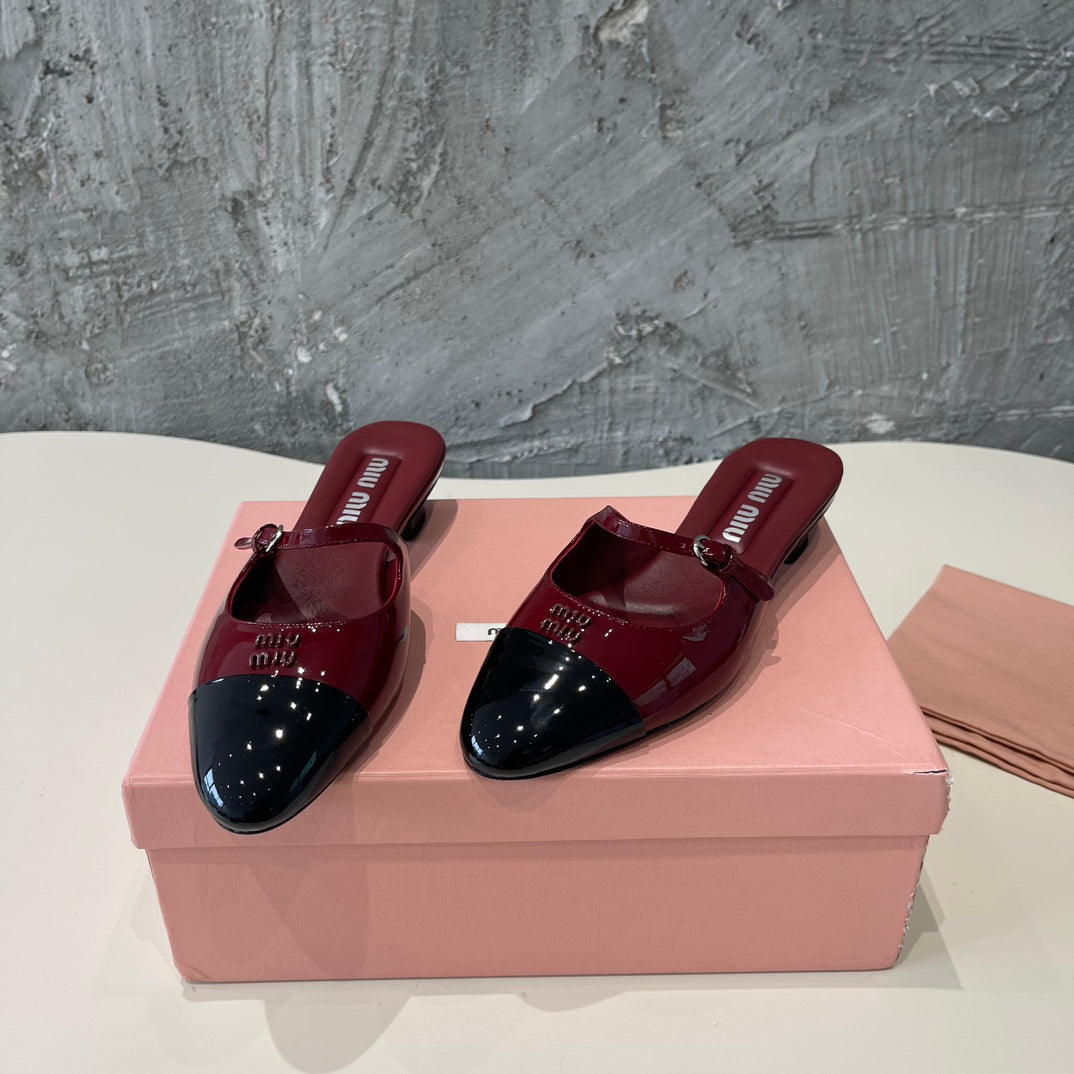 CAP TOE MULES RUBY COLOR SHEEPSKIN