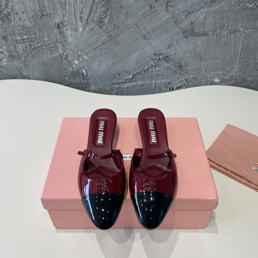 CAP TOE MULES RUBY COLOR SHEEPSKIN