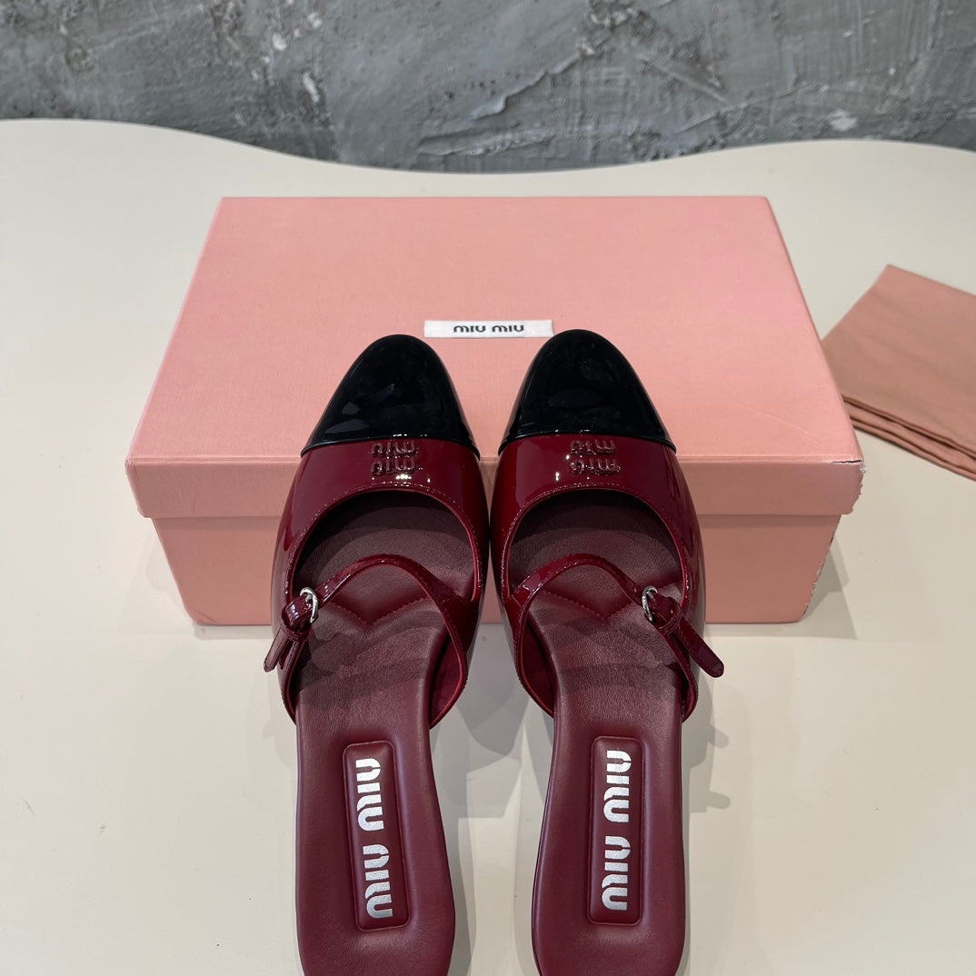 CAP TOE MULES RUBY COLOR SHEEPSKIN