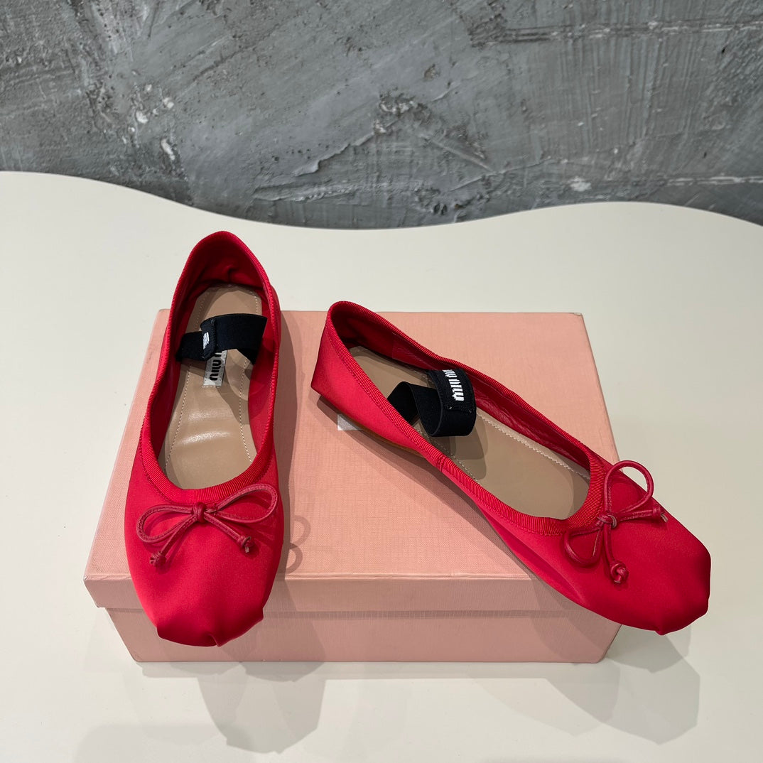 BALLET FLAT SHOES CRIMSON COLOR GLOSSY SHEEPSKIN
