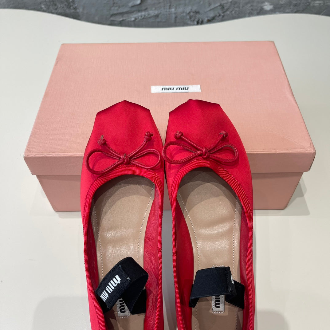 BALLET FLAT SHOES CRIMSON COLOR GLOSSY SHEEPSKIN