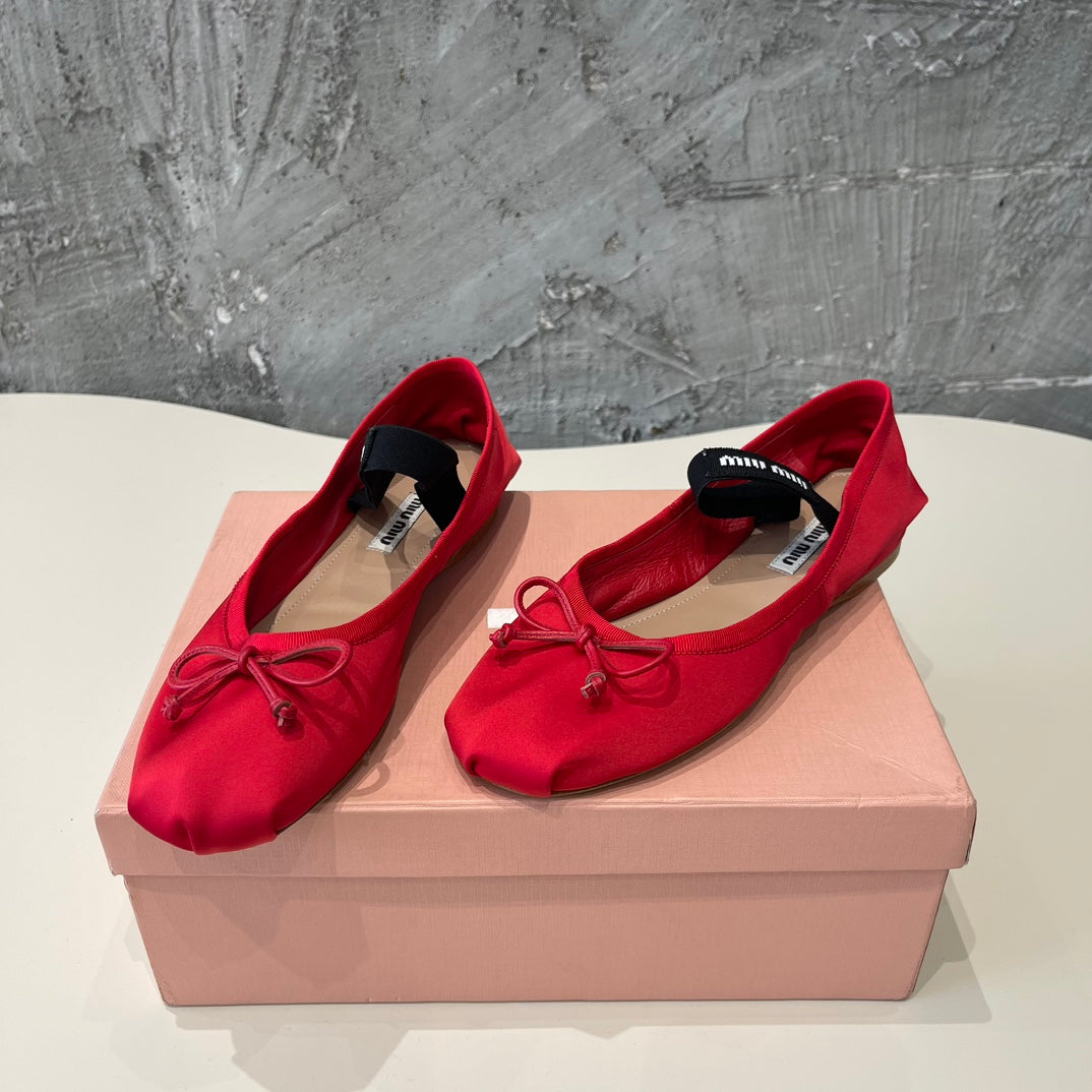 BALLET FLAT SHOES CRIMSON COLOR GLOSSY SHEEPSKIN