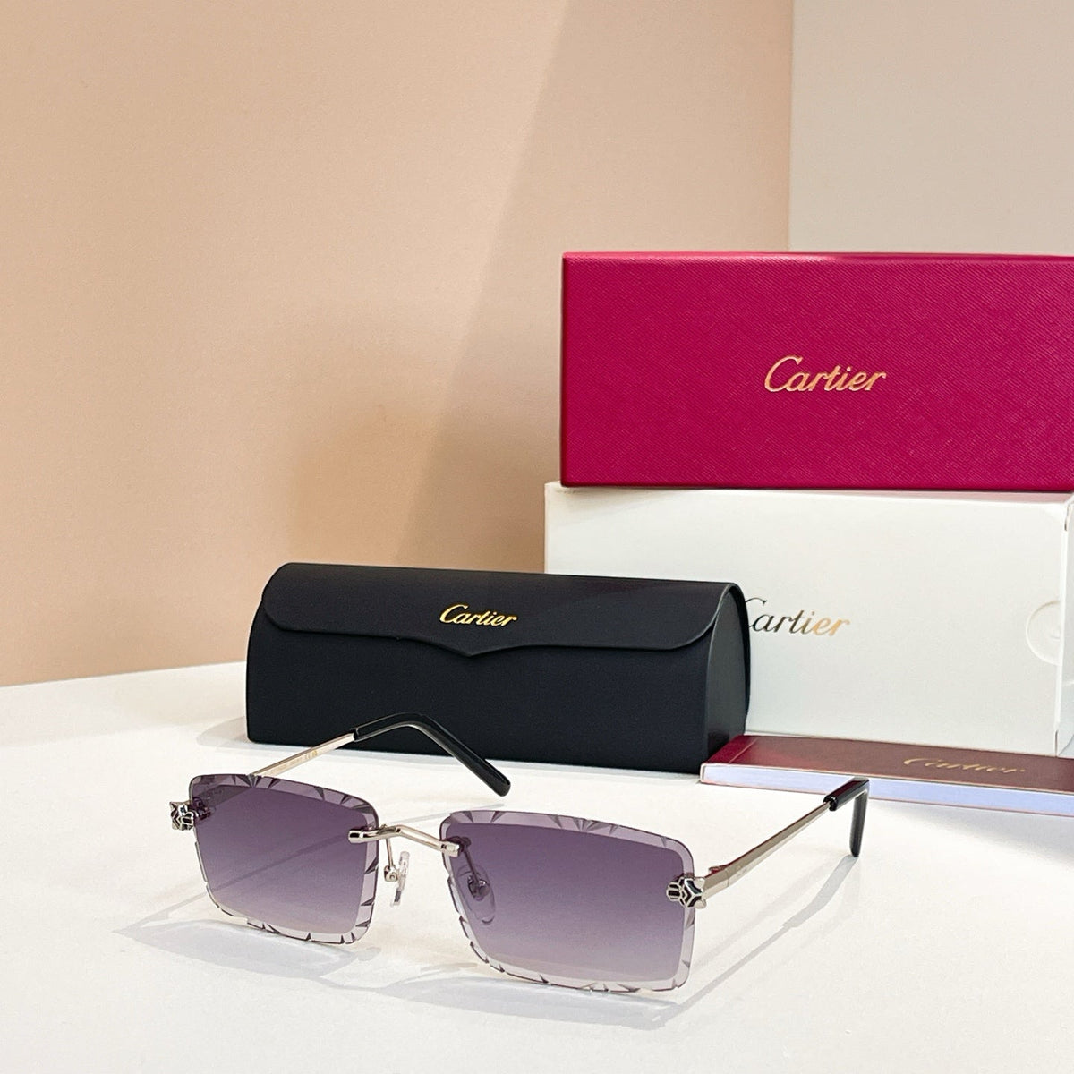 C DE RIMLESS RECTANGULAR FRAME SUNGLASSES 578359 IN METAL