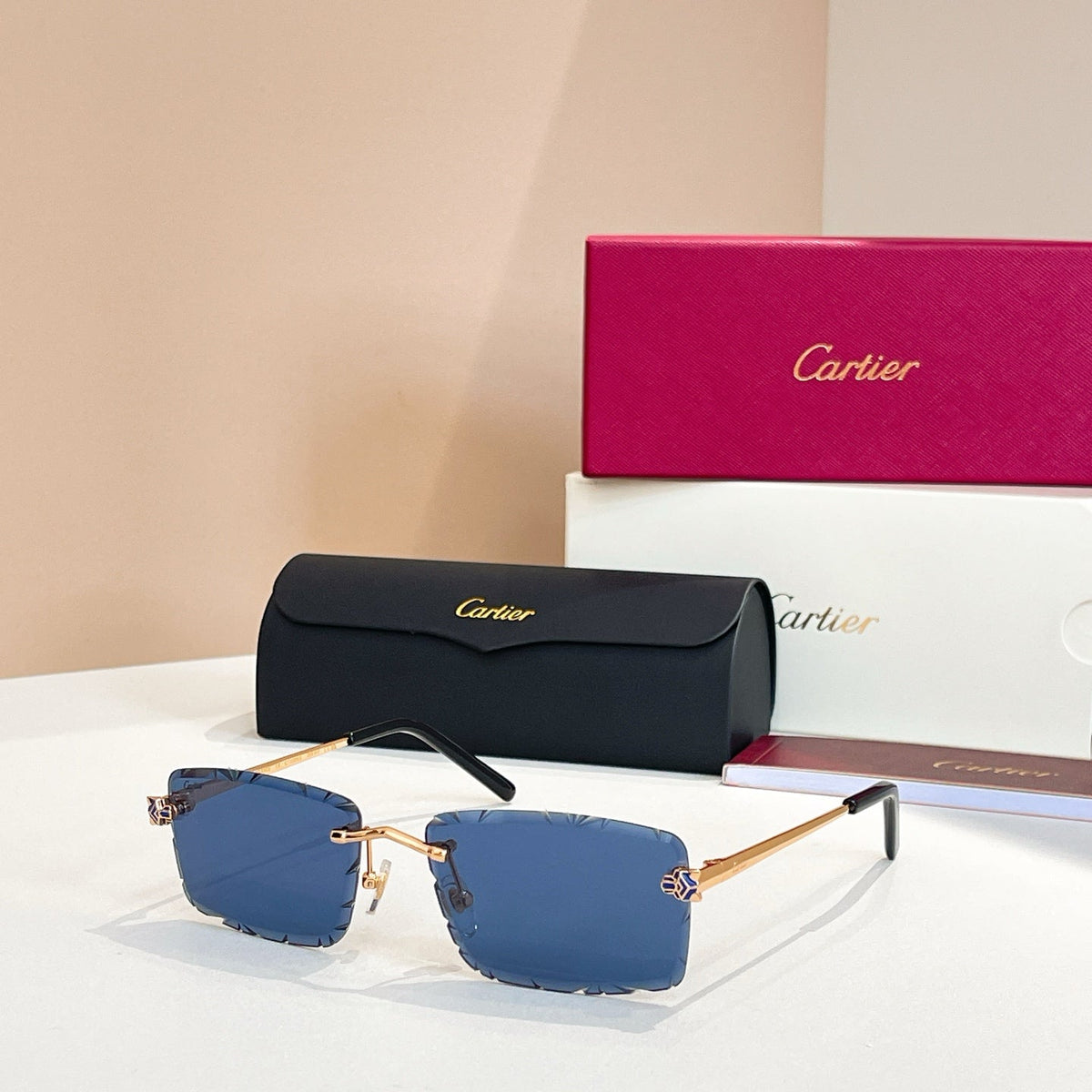 C DE RIMLESS RECTANGULAR FRAME SUNGLASSES 578359 IN METAL