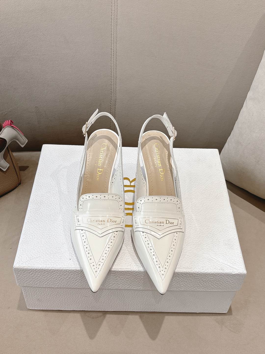 BOY SLINGBACK PUMP 35 MM IN WHITE CALFSKIN